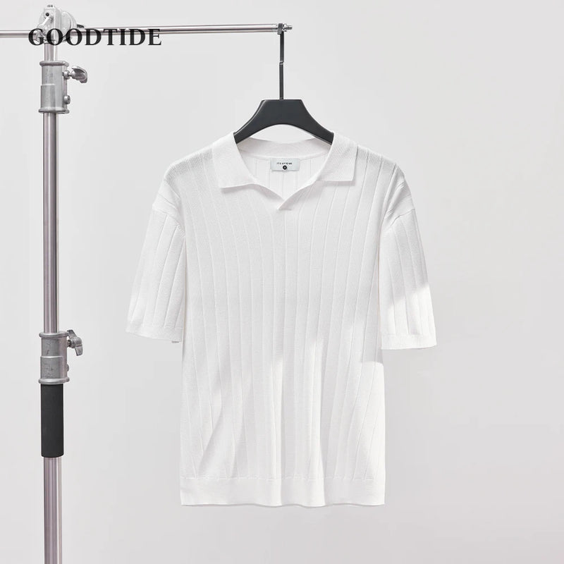 Men’s Ribbed Knit Polo Shirt