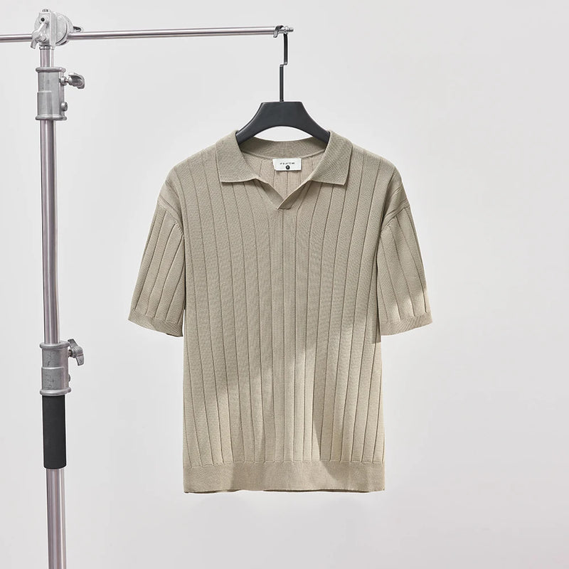 Men’s Ribbed Knit Polo Shirt