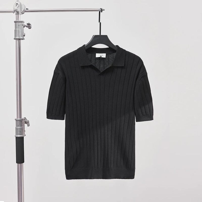 Men’s Ribbed Knit Polo Shirt
