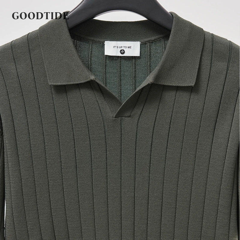 Men’s Ribbed Knit Polo Shirt