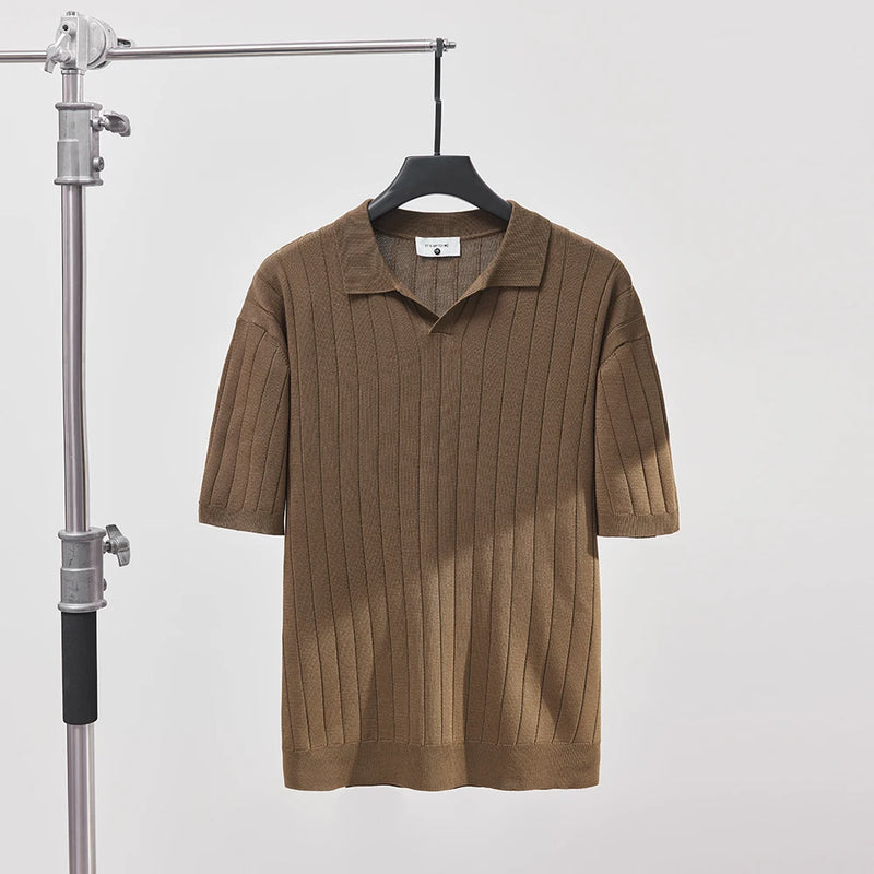 Men’s Ribbed Knit Polo Shirt