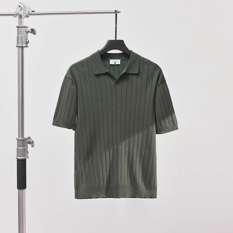 Men’s Ribbed Knit Polo Shirt