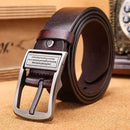 Classic Brown Leather Belt with Black Matte Buckle