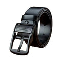 Classic Brown Leather Belt with Black Matte Buckle