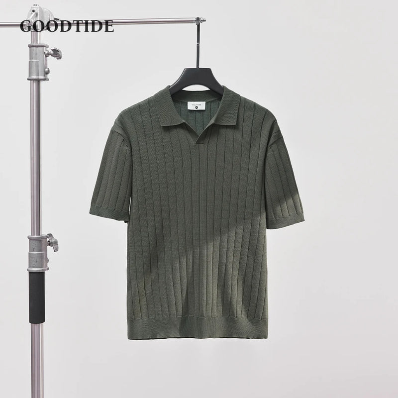 Men’s Ribbed Knit Polo Shirt