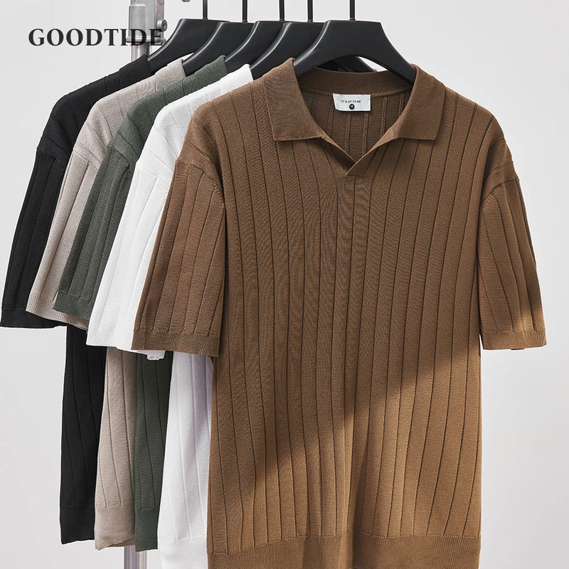 Men’s Ribbed Knit Polo Shirt
