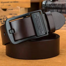 Classic Brown Leather Belt with Black Matte Buckle